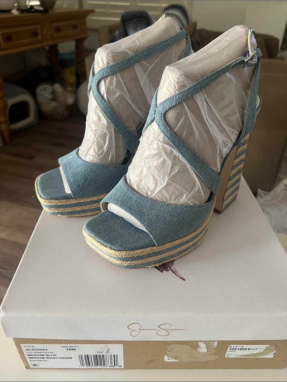 Jessica Simpson Light Denim Platform Espadrille Wedge Sandals